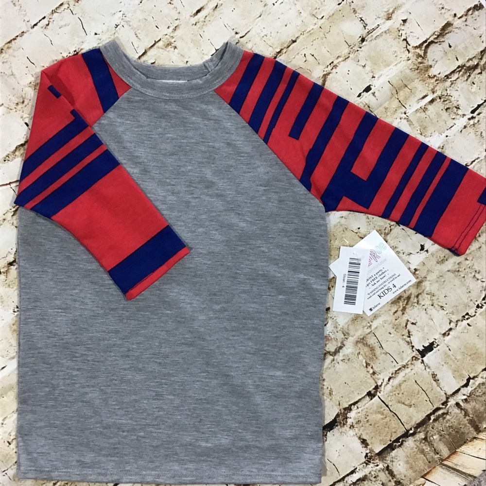 New With Tags! Unisex LuLaRoe Sloan 3/4 Sleeves Raglan Top Size 4 - Picture 2 of 7